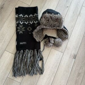Harley-Davidson Black and Gray Knit Hat and matching scarf